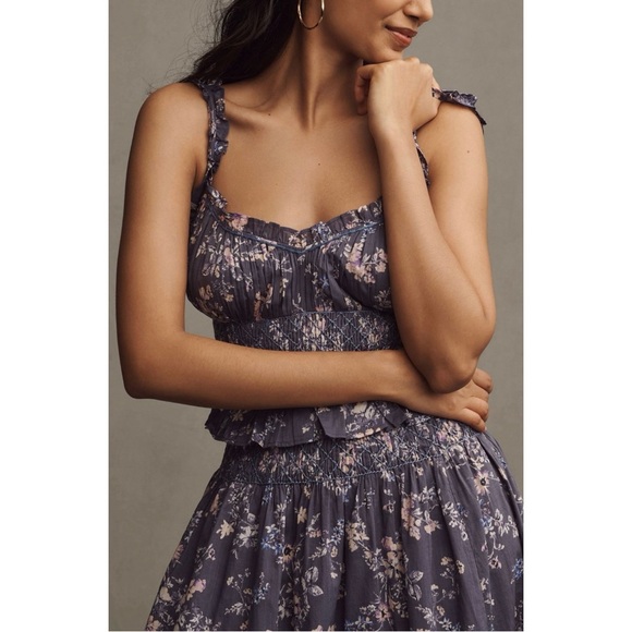 ANTHROPOLOGIE Smocked Waist Midi Dress - Picture 2 of 3